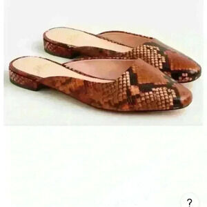 J. Crew Brown Snake Print Mules